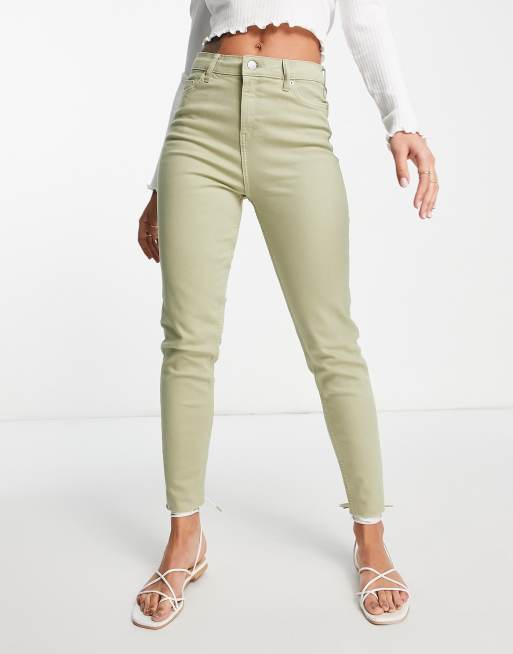 High rise khaki skinny hot sale jeans