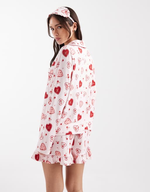 Miss Selfridge - Ensemble de pyjama ultra doux à imprimé cœurs, 2 de 4