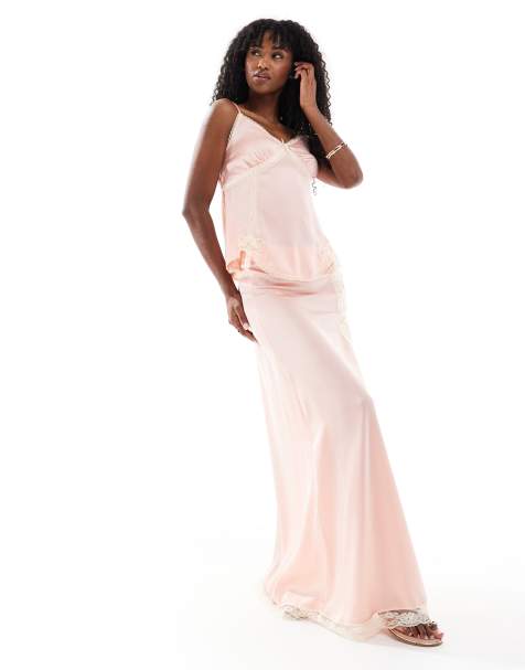 Miss Selfridge - Ensemble en satin et dentelle - Rose - view 1