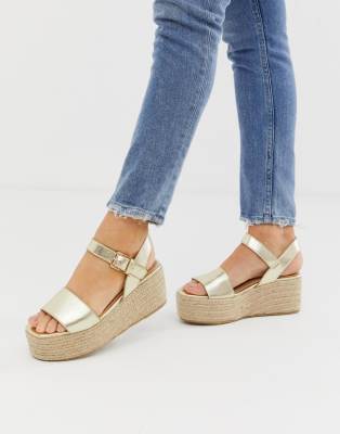 gold flatform espadrilles