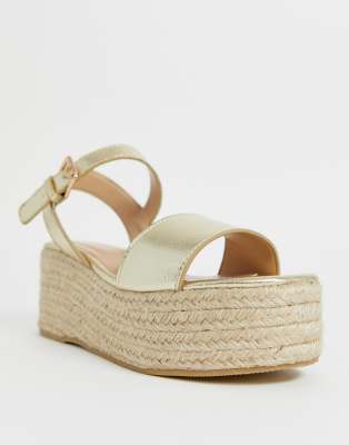 gold espadrille flatforms