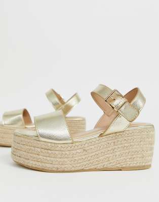 gold espadrille flatforms
