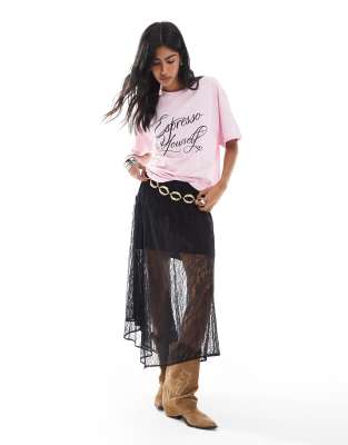 Miss Selfridge Espresso Yourself Oversized Tee-pink In Pink