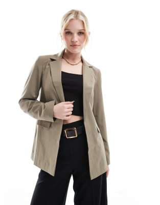 Miss Selfridge - Essential - Lässig geschnittener Blazer in Khaki-Grün