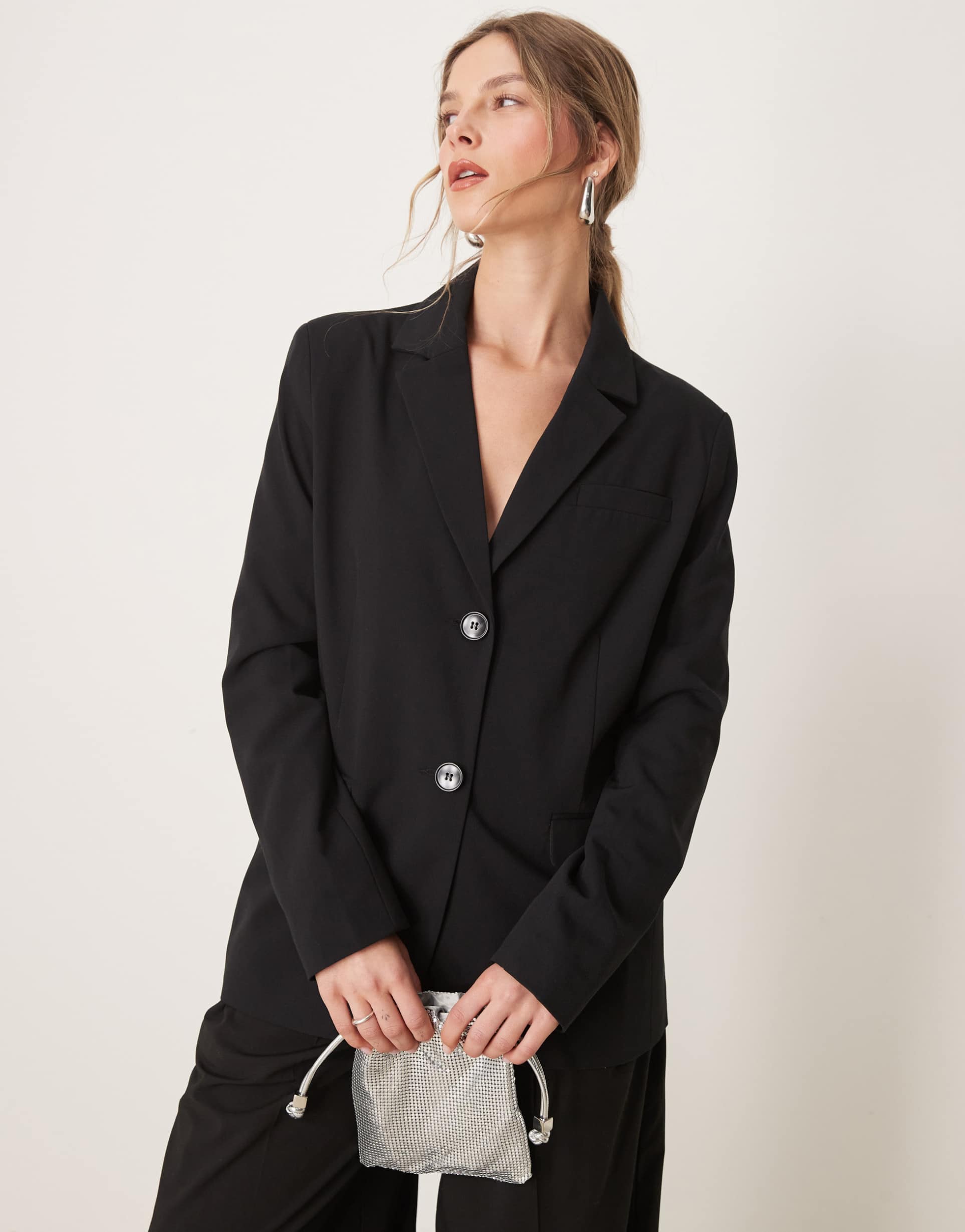 miss selfridge essential oversized blazer in black