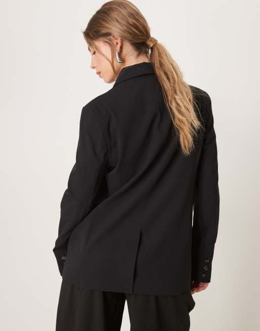 Miss Selfridge essential oversized blazer in black, 3 of 4