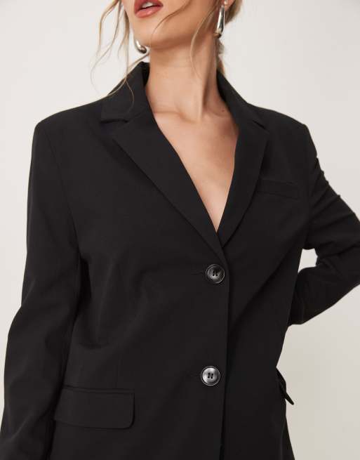 Miss Selfridge essential oversized blazer in black, 4 of 4