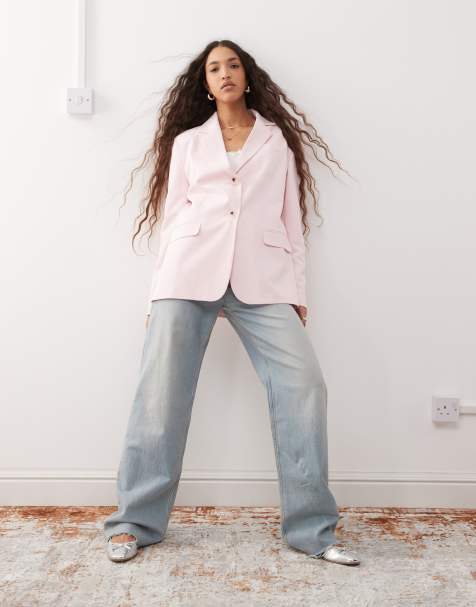 Miss Selfridge essential oversized blazer in pastel pink - view 1