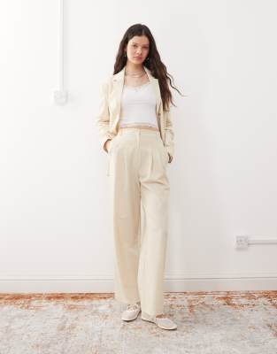 Miss Selfridge Essential Wide Leg Pants In Neutral