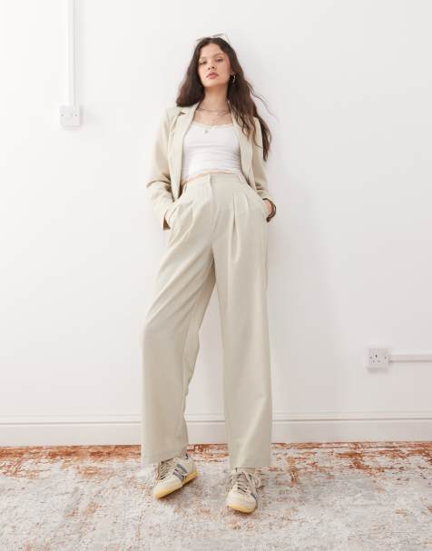 Miss Selfridge essential wide leg trouser in stone - view 1