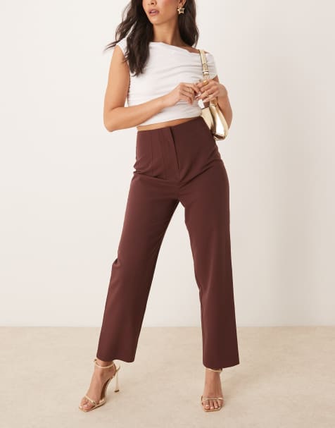 Miss Selfridge essentials cigarette trouser in chocolate - view 1