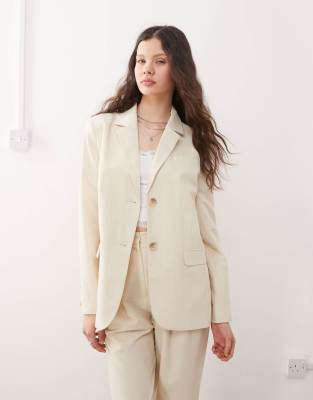 Miss Selfridge - Essentials - Oversize-Blazer in Buttermilchgelb-Weiß