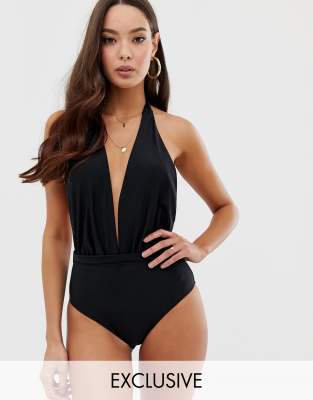 black plunge bathing suit