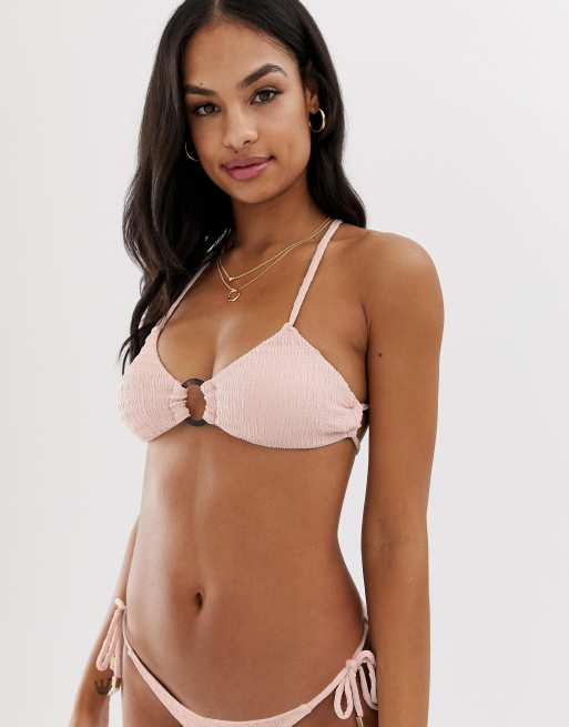 Miss Selfridge – Rosa bikini i strukturvävt material, 2 av 3