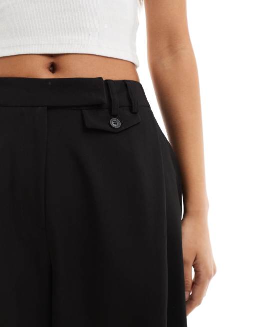 Miss Selfridge extended tab carrot leg pants in black