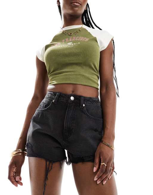 Miss Selfridge - Extreem gescheurde short in zwarte wassing