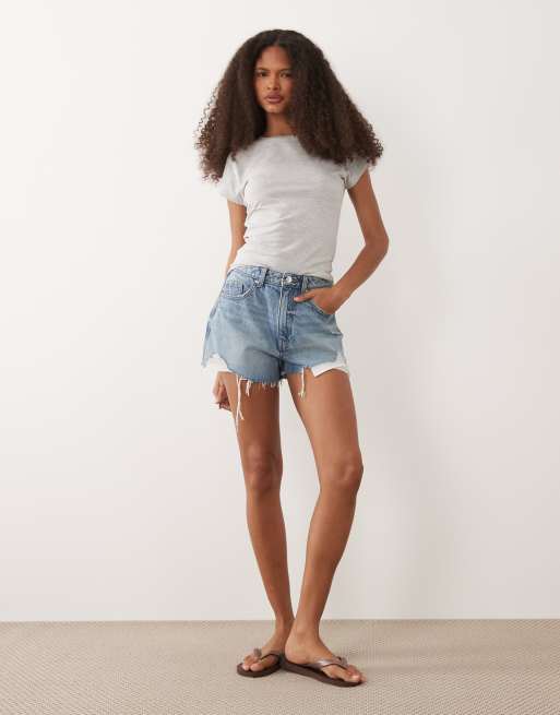 Miss Selfridge extreme rip shorts in blue wash, 2 of 5