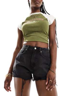 Miss Selfridge Miss Selfridge extreme ripped short in black wash