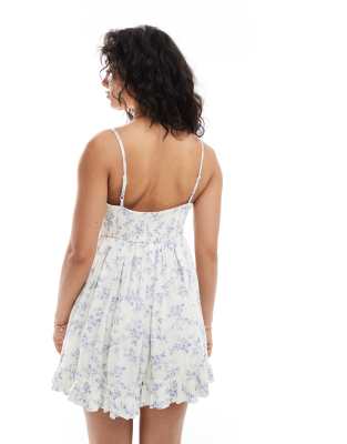 Miss Selfridge Eyelet And Cheesecloth Mix Romper
