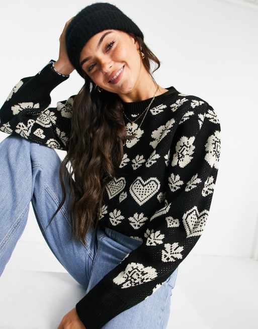 Miss Selfridge fair isle heart pattern jumper 