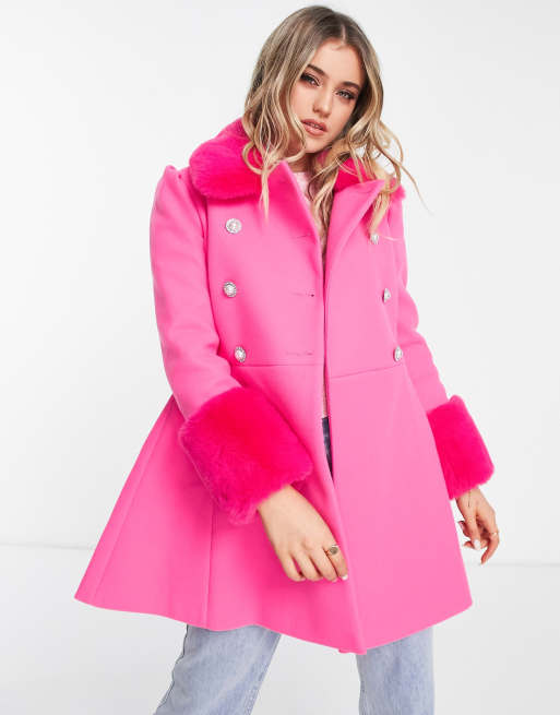 Asos pink fur outlet coat