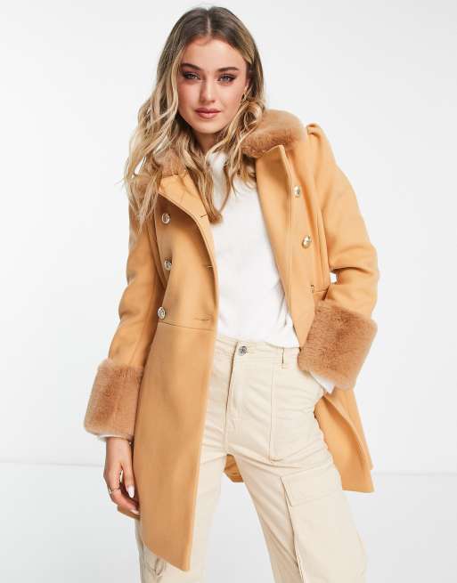 Dolly coat with faux fur collar sale