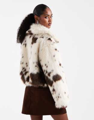 Miss Selfridge Faux Fur Collar Bomber Jacket In White