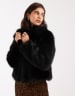 Miss Selfridge faux fur crop jacket in black