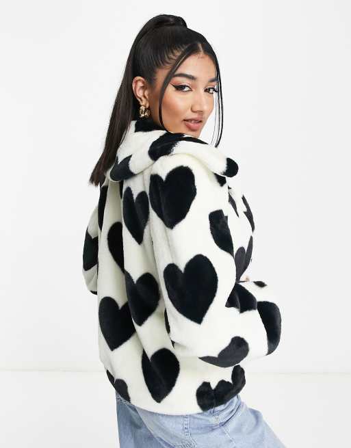 Dr. Martens Faux-Fur Heart Backpack - Black/white/cow Print