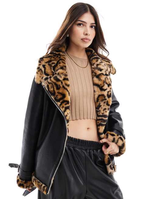 Leopard aviator jacket sale