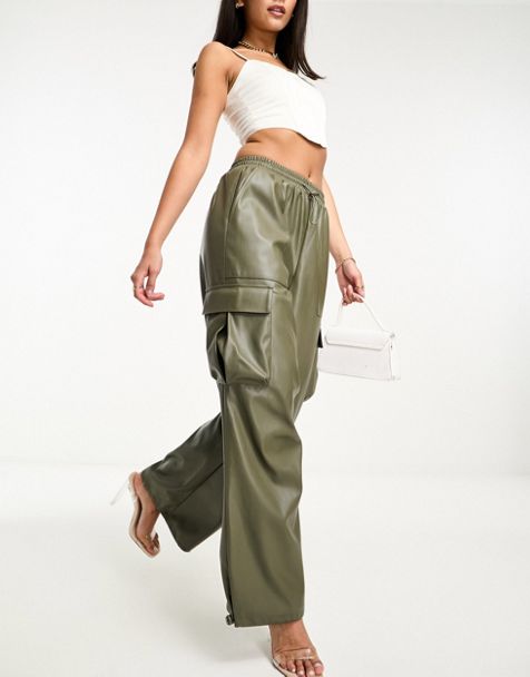 ASOS DESIGN Tall washed moto cargo pants with 3D pockets in brown