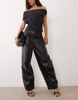 Miss Selfridge Faux Leather Balloon Trouser In Black