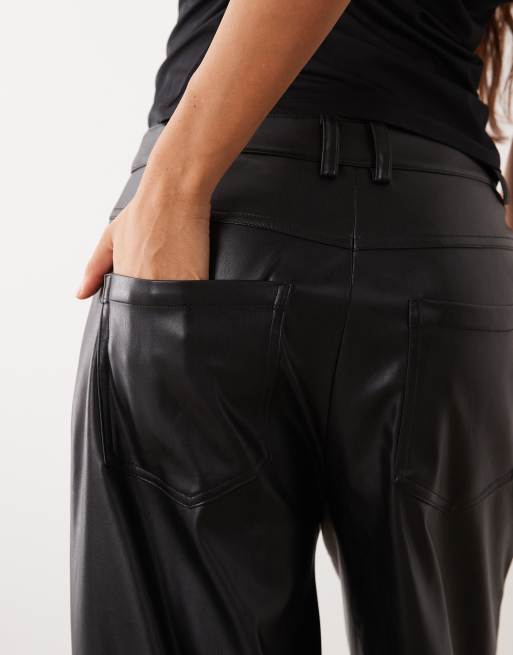 Miss Selfridge faux leather balloon trouser in black, 5 of 5