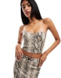 [Miss Selfridge] Miss Selfridge faux leather bandeau in snake print (part of a set)-Multi 16 Snake print