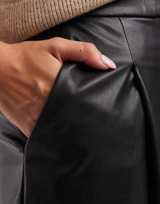 Miss Selfridge Faux Leather Barrel Leg Pants-black In Black