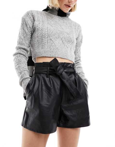 Black Leather Mini Shorts