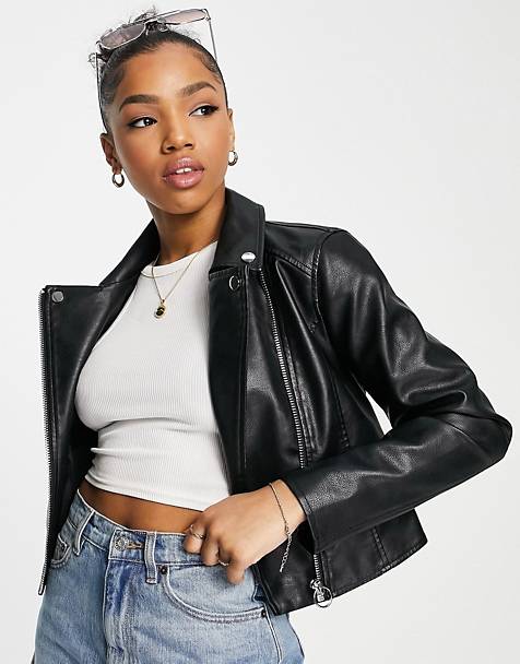 Asos Women Clothing Jackets Waistcoats Faux leather cropped vest in 