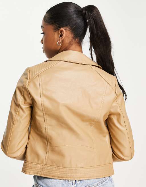 Camel colored faux leather cheap jacket