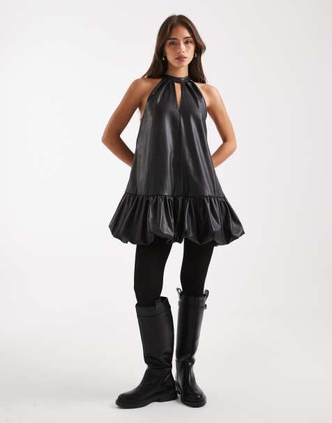 Miss Selfridge faux leather bubble hem mini dress - view 1