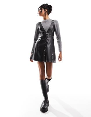 chinese dress ladies Eliana Olive Vegan Leather Dress