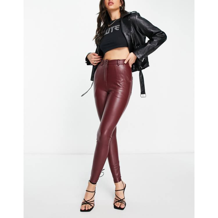 Burgundy leather outlet leggings