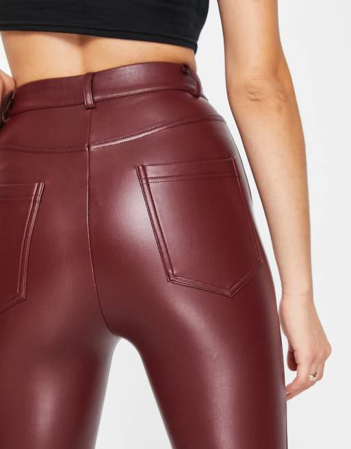 Mopas Solid Maroon Burgundy Leggings Size XL - 46% off