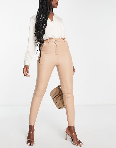 Jeans & Trousers, Zara Nude High Waisted Leather Pants