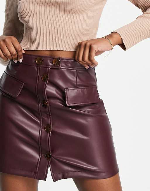 Burgundy leather skirt miss sale selfridge