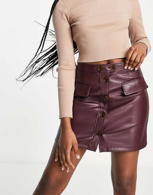 Burgundy leather skirt miss sale selfridge