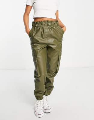 women's leather cargo pants