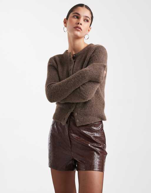 Miss Selfridge faux leather croc short