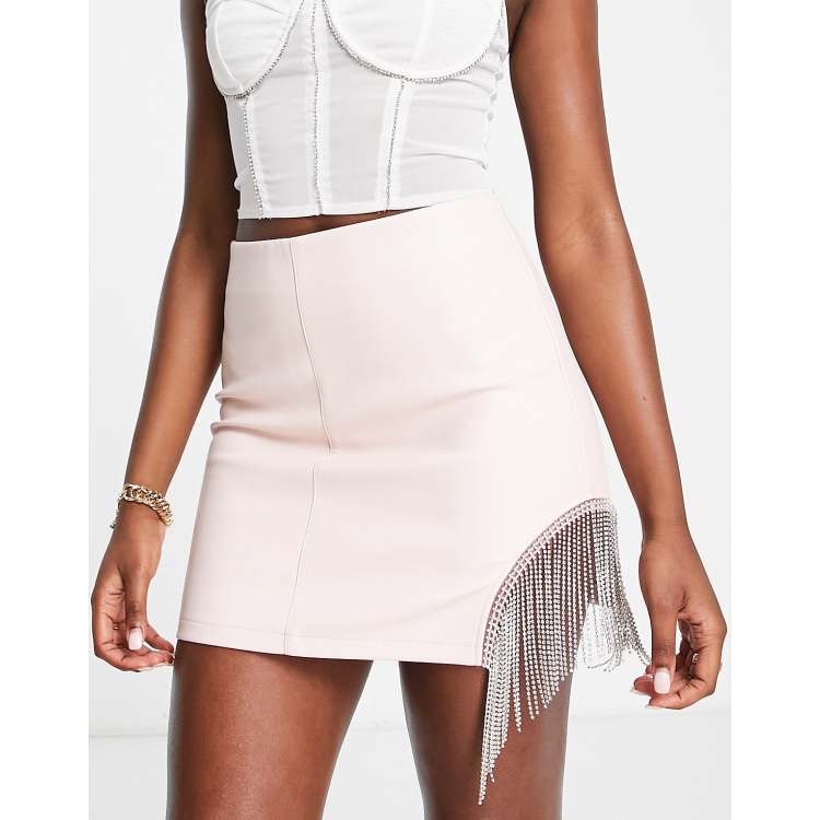 Pink leather skirt asos sale