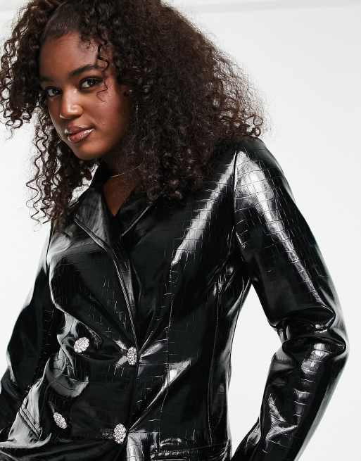 Miss Selfridge Vinyl Faux Leather Trench Coat