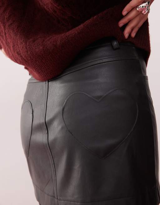 Miss Selfridge faux leather heart pocket mini skirt, 4 of 5